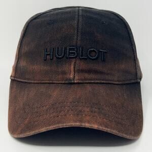 Hublot Watch Hat Baseball Cap Wristwatch Logo 6 Panel Bleached Snapback Black